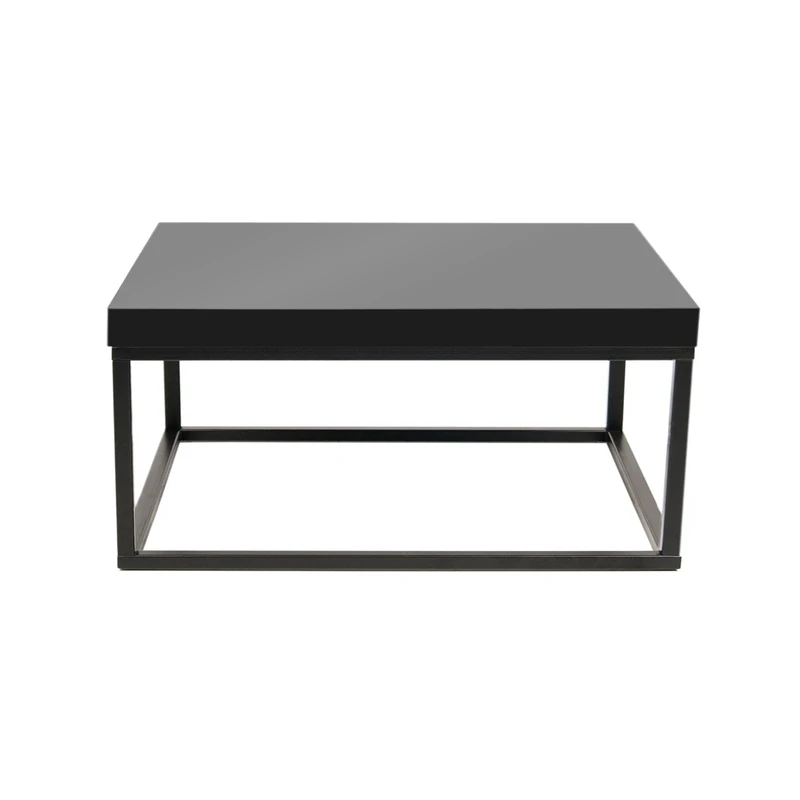 TemaHome Honeycomb Panel Plus Metal Prairie Square Coffee Table with High Gloss Black Plus Black Lacquered Feet, 75 x 75 x 35 cm, Black