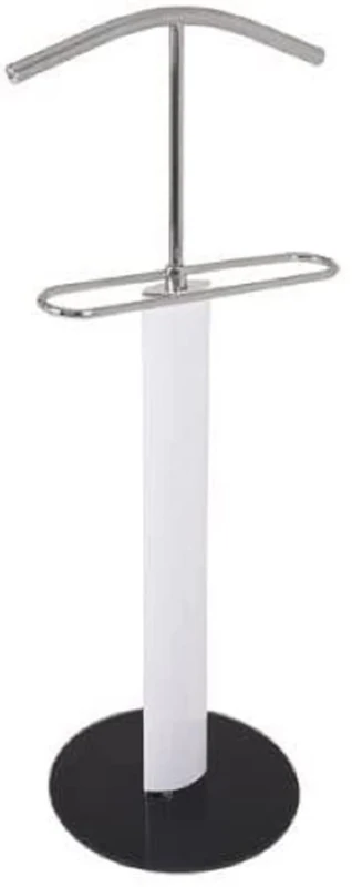 HAKU Möbel Men'S Valet Chrome, Black, White, Metal, Tempered Glass 8 mm - Size: W 48 cm X H 116 cm X D 37 cm, Style: Modern