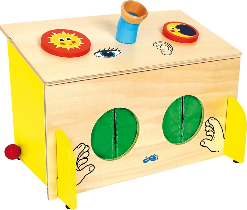 Legler foot 6989 wooden sensory play box, hearing and sight, from 3 years on,Black,small