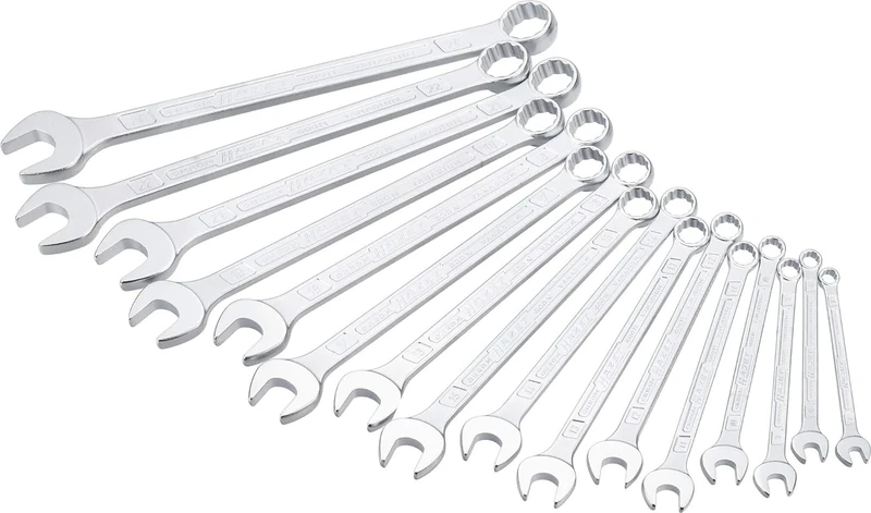 HAZET 600SPC/16 12-Point Traction Profile Polished Head Combination Wrench Set - Chrome-Plated