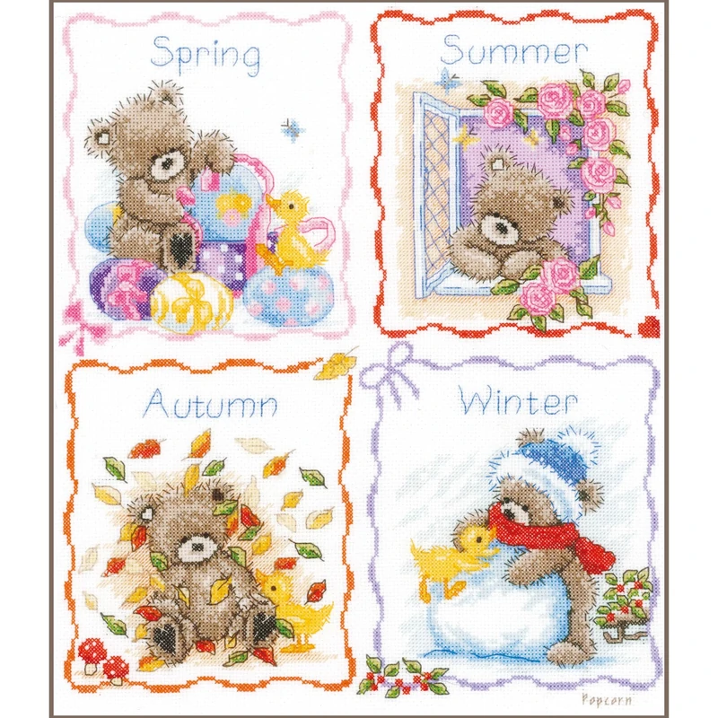 Vervaco Four Seasons with Popcorn Counted Cross Stitch, Multi-Colour