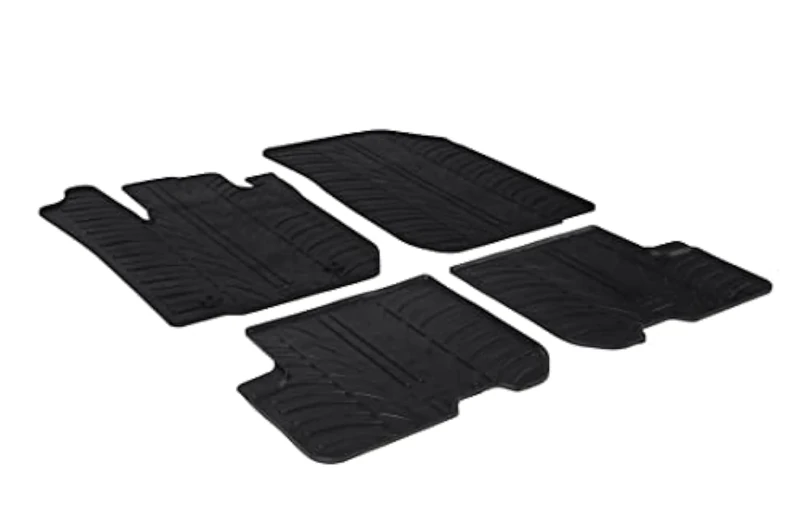 Gledring Rubber car mats set LHD compatible with Dacia Sandero 2012-2020 & Logan 2013- ( T profile 4-pieces + mounting-clips)