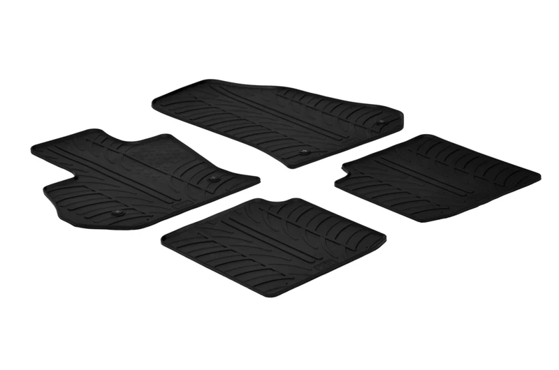 Gledring Rubber Mat Set Compatible with Fiat 500L 9/2012-6/2017 (T-Profile 4-Piece + Mounting Clips)