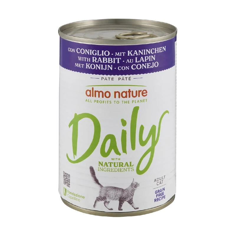 Almo Nature Daily Wet Cat Food - Rabbit Pate - 400g, Pack of 24