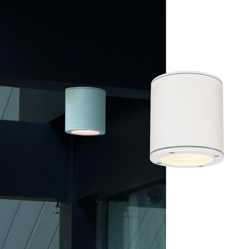 SLV Outdoor Wall Lights - SITRA Ceiling Lights for GX53 LED Bulb - Energy-Efficient Single Outdoor Ceiling Lights for Front Door, Garden, Garage & Patio - IP44, 9W, 220-240V, 11 x 10 cm, White