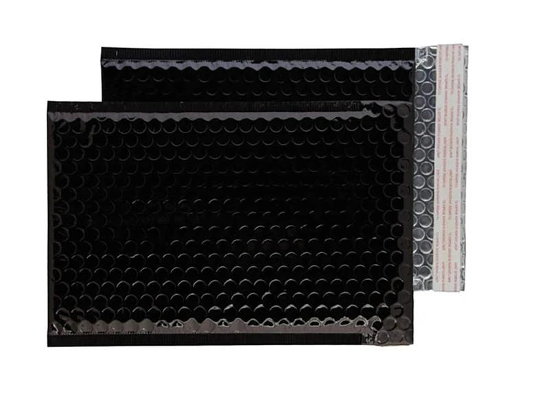 Blake Purely Packaging C5+ 250 x 180 mm Peel and Seal Metallic Padded Bubble Envelopes (MBB250) Oil Black - Pack of 100