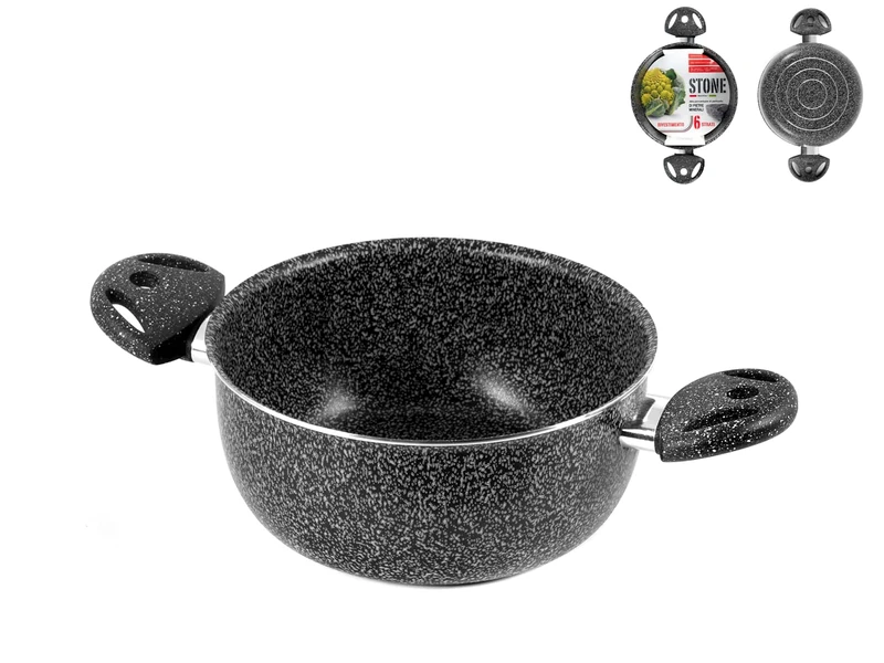 Home Stone Casserole with 2 Handles, Stone/Plastic, Charcoal, 16 cm