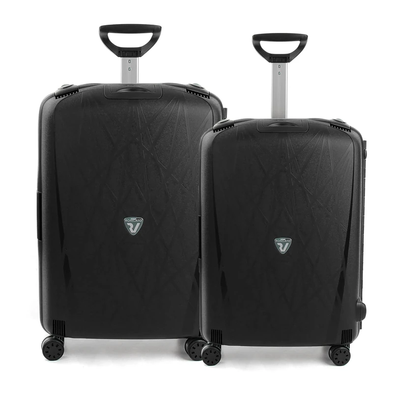RONCATO Light Hard 4 Wheel Suitcase, Large + Medium, Black, Grande + Media, Hard 4 Wheel Suitcase