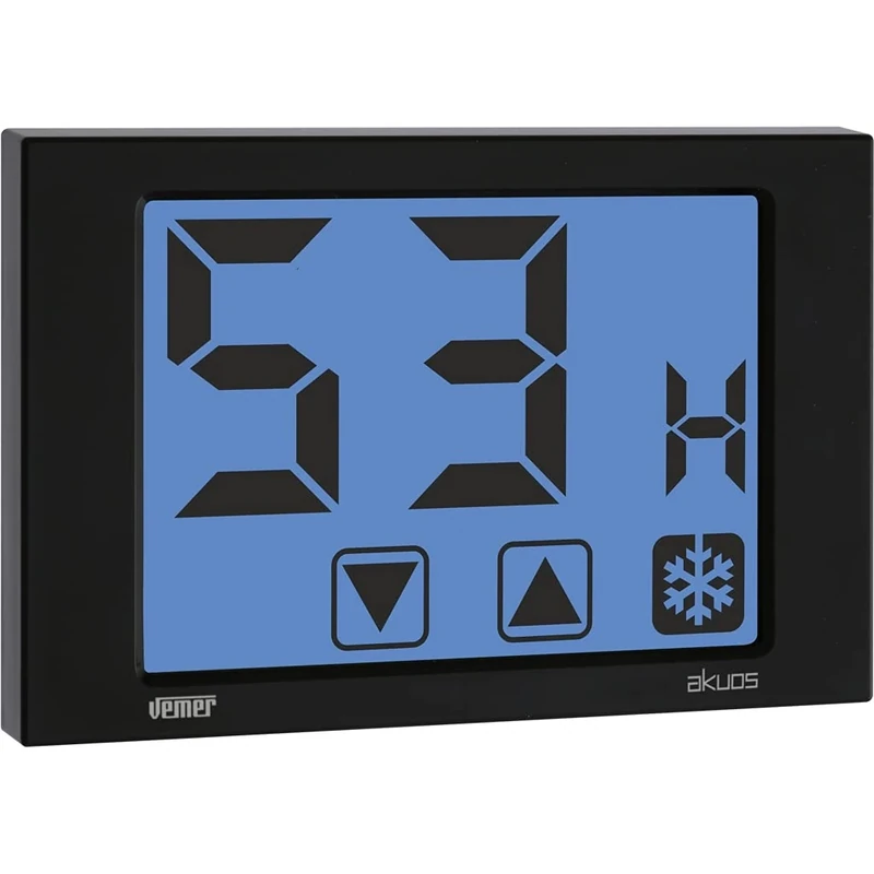 VEMER VE477600 Model AKUOS Nero Wall-mounting humidistat with LCD Display. 230Vac, Color Black