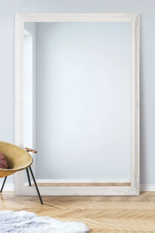 Extra Large Classic Ornate Styled White Mirror 6ft7 x 4ft7 (201cm x 140cm)