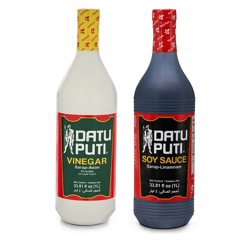 Datu Puti Vinegar and Soy Sauce Value Pack - 1 liter bottle of each - Image 1