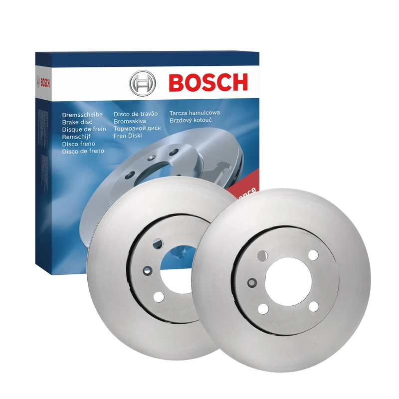 Bosch BD1606 Brake Disc Set - 256 mm Vented High-Carbon Discs - Front Axle - ECE-R90 Certified - Improved Cooling, Reduced Brake Fade, Corrosion Protection - 1 Set of 2 Discs