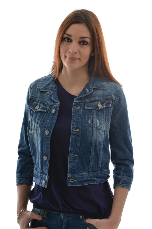 G-STAR RAW Women's SLM Tai JKT CRP Jacket, Blue (Medium Aged Destroy), Size 8 (Size:Small)