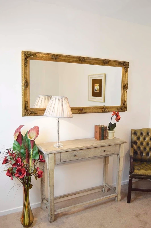 Abbey Large Gold Antique Full Length Wall Mirror 5Ft5 X 2Ft7 (165cm X 78cm) New