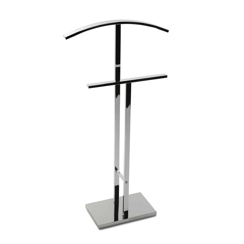 Versa Lund Valet stand Multifunctional with 2 Hangers or Hangers for Men's or Women's Clothes, Measurements (H x L x W) 100 x 20 x 40 cm, Steel, Colour Silver
