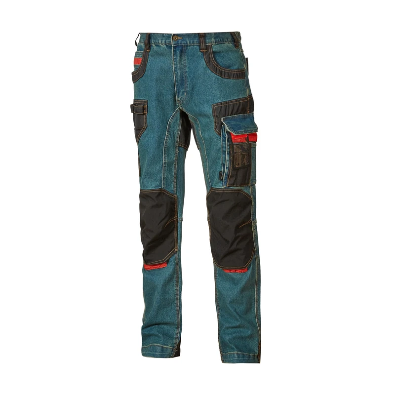 U-Power Men's Trouser, Multi_pocket Cargo Jeans Pant, Knee Pad Pockets, Removable Thigh Pocket, Comfortable Fabric, Elastic Insert, Outer Wear (RUST JEANS 48)