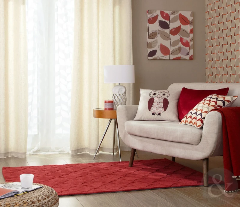 Just Contempo Velvet Band Lined Eyelet Curtains, Red, 66x72 inches