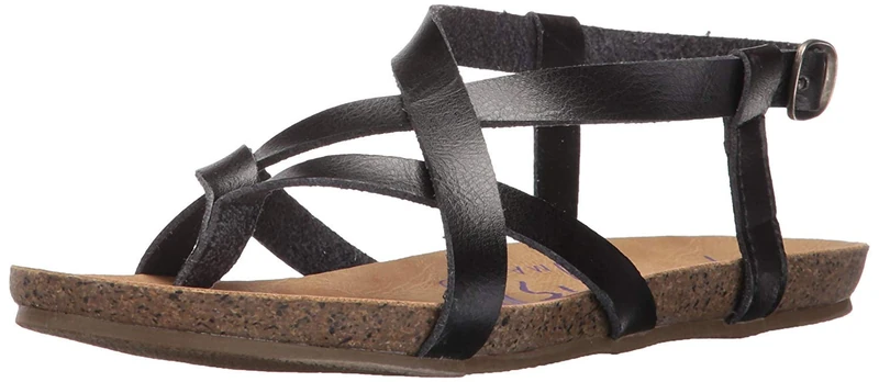 Blowfish Malibu Women's Cereal Flat Sandal, Black Dyecut Pu, 11 UK
