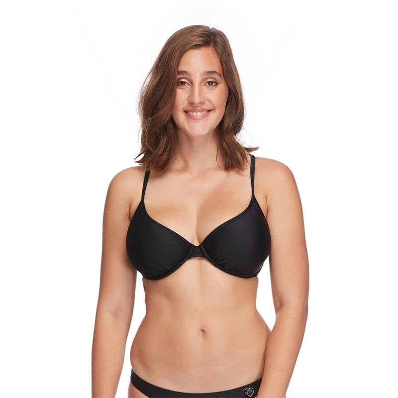 Body Glove Women's Solo Underwire D, Dd, E, F Cup Bikini Top Swimsuit, Black, D