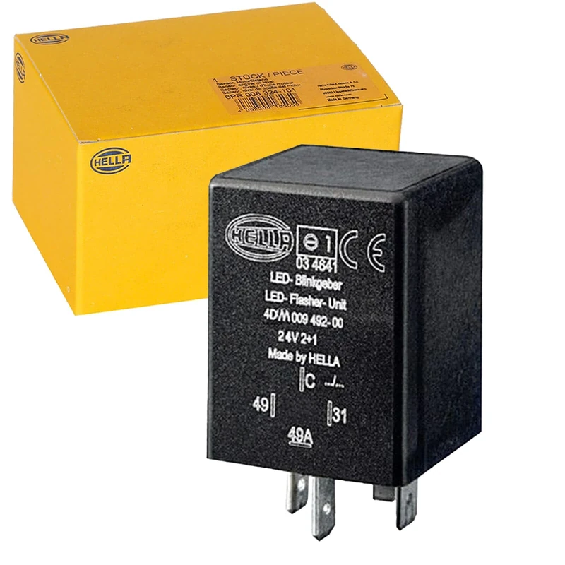 HELLA 4DM 009 492-001 Flasher Unit - 24V - 4-pin connector - mounting - Electronic - with holder