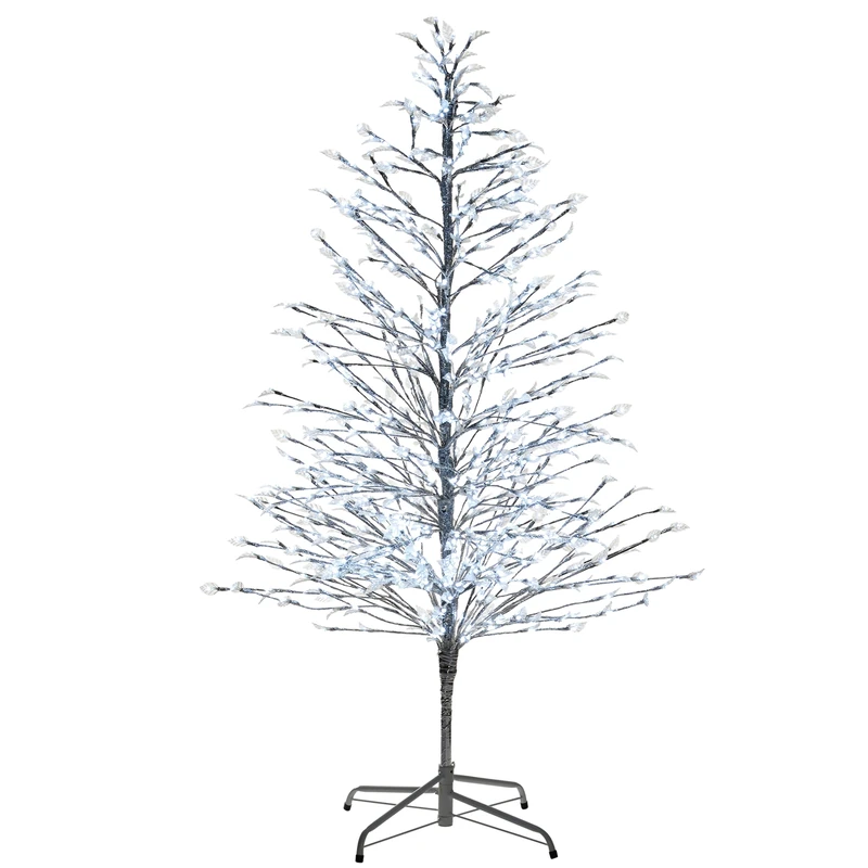 WeRChristmas 6 ft Pre-Lit Silver Tree with Bright LED Lights, White