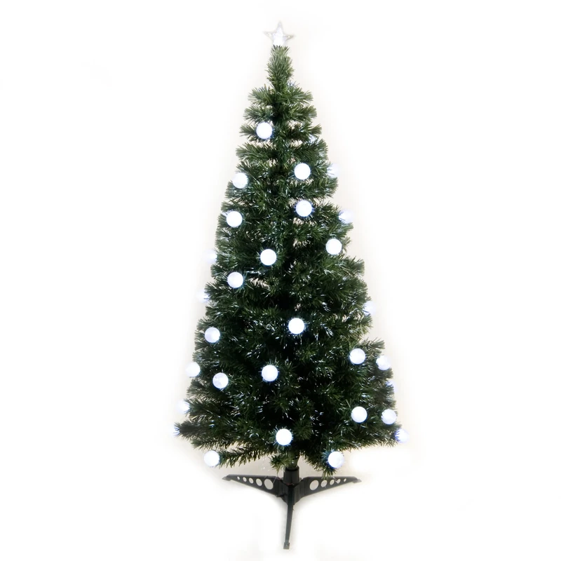 WeRChristmas 6 ft Pre-Lit Fibre Optic Christmas Tree with 84-LED Ball Decorations, Green/ White