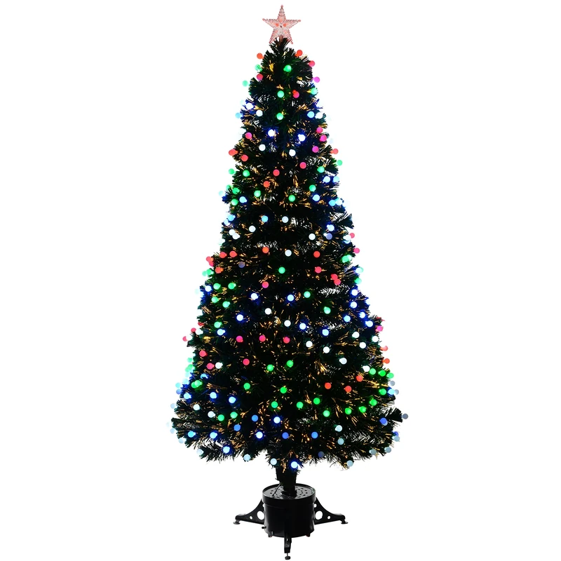 WeRChristmas 6 ft Pre-Lit Fibre Optic Christmas Tree with LED Star Decorations, Green