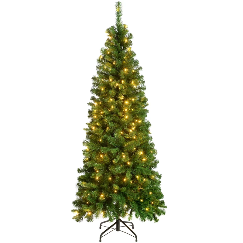 WeRChristmas Pre-Lit Slim Christmas Tree, 1.8 m - 6 feet with 200-LED, Green