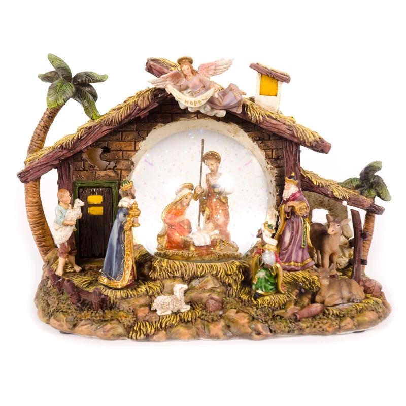 WeRChristmas 30cm Animated Musical Nativity Snow Globe