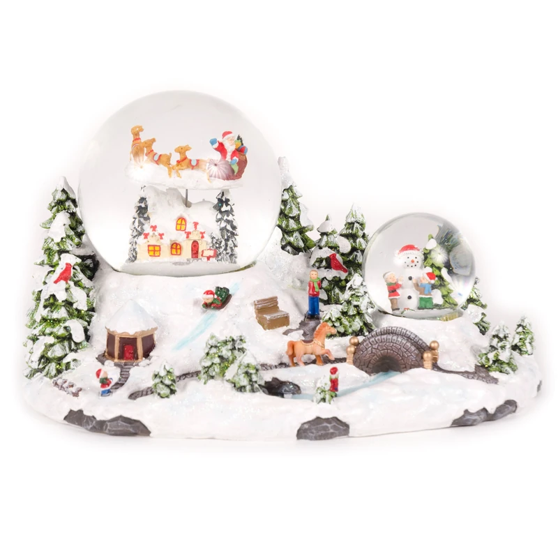 WeRChristmas 30 cm Scene Musical Animated Snow Globe Christmas Decoration with Revolving Santa