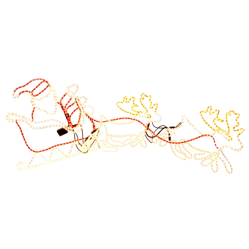 WeRChristmas 2.5 m Large Animated Father Christmas Santa Claus and Sleigh Rope Light Silhouette Decoration Size