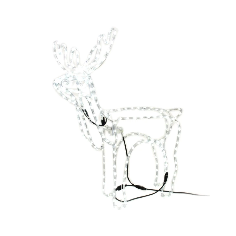 WeRChristmas Christmas Animated LED Rope Light Standing Reindeer with Moving Head, 90 cm - White
