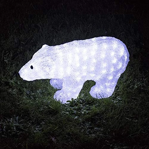 WeRChristmas 70 cm Large PreLit Acrylic Polar Bear with 200 White LED Lights Christmas Display Decoration