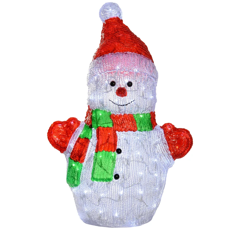 WeRChristmas 2.3 ft/ 70 cm Large PreLit Acrylic Snowman with 144 White LED Lights Christmas Display Decoration