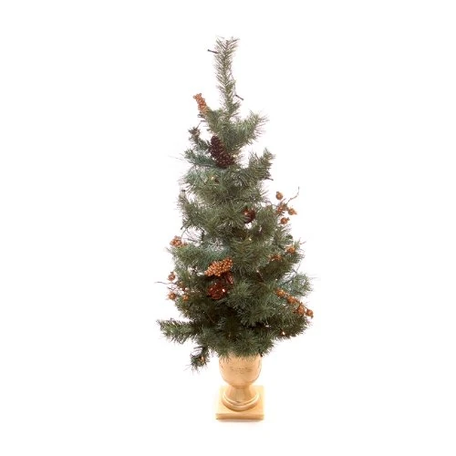WeRChristmas 3.5 ft Pre-Lit Potted Rustic Cooper Decorated Christmas Tree with 42-LED Lights