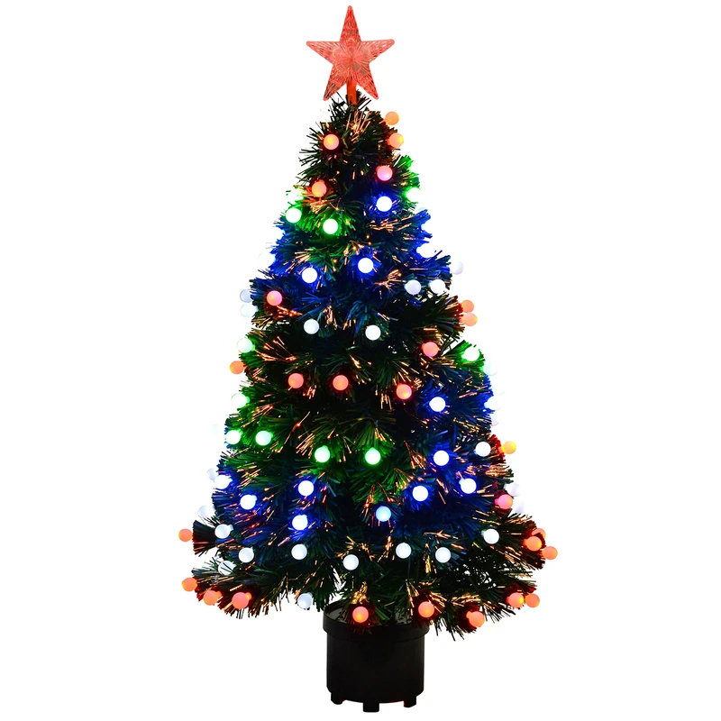 WeRChristmas 4ft Pre-Lit Fibre Optic Christmas Tree with Frosted Berry LED Lights
