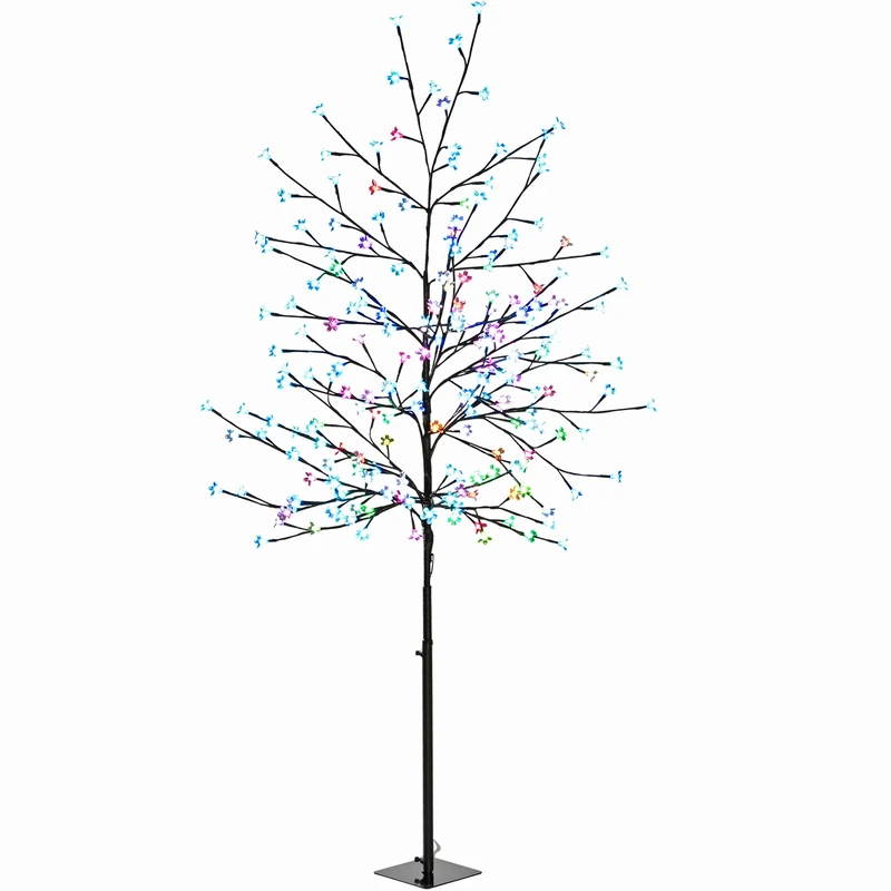 WeRChristmas Pre-Lit Cherry Blossom Tree, Changing 200-LED, 5 ft/1.5 m - Multi-Colour