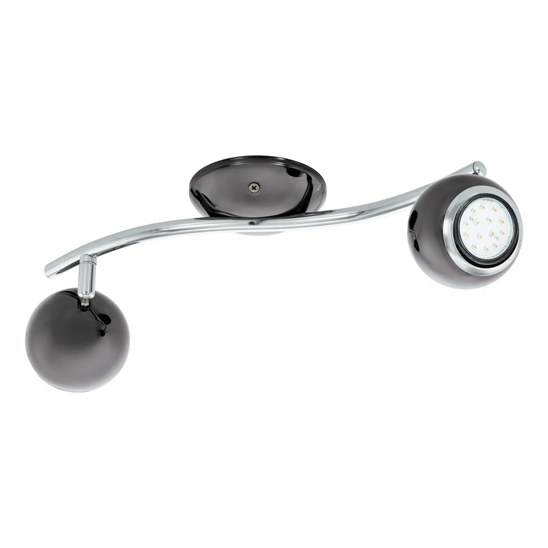 Eglo LED Ceiling Light Bimeda, 2-Flame Ceiling lamp, Metal Spotlight in Nickel-Black and Chrome, Living Room Light, Spots Including GU10 Bulbs, Warm White
