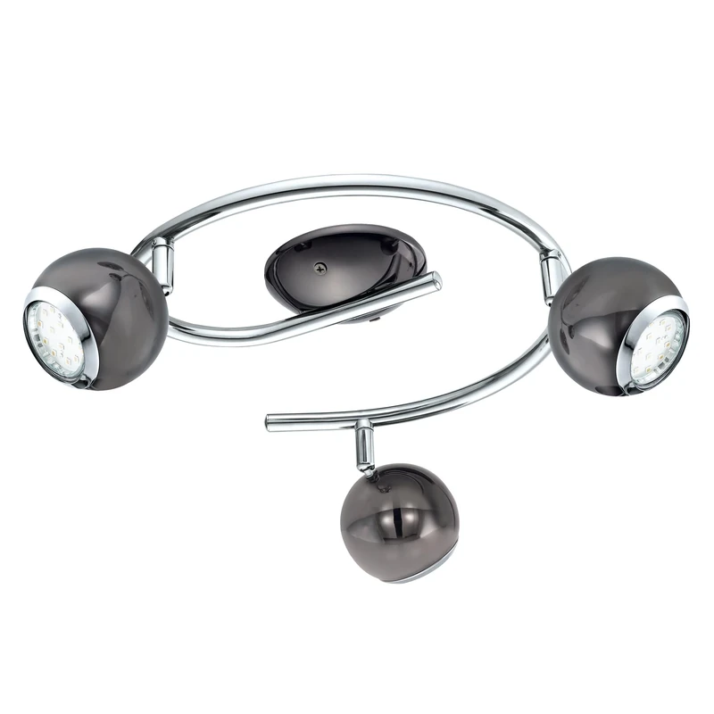 Eglo LED Ceiling Light Bimeda, 3-Light Ceiling Fixture, Metal Spotlight in Nickel-Nero and Chrome, Living Room Lamp, Spots with GU10 Bulbs, Warm White