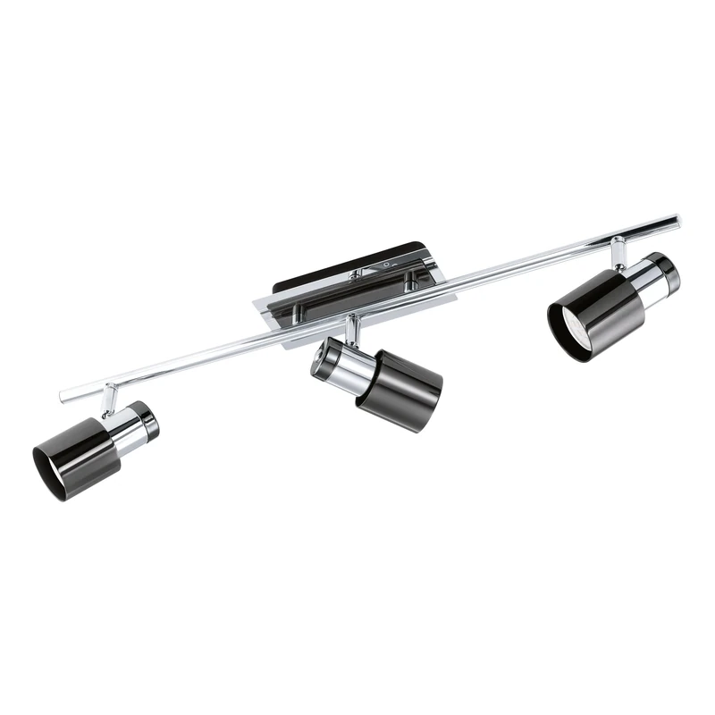 Eglo LED Ceiling Lamp Davida 1, 3-Light Ceiling Fixture, Metal Ceiling spot in Chrome, Nickel-Black, Living Room lamp, spot Including GU10 Bulb, Warm White
