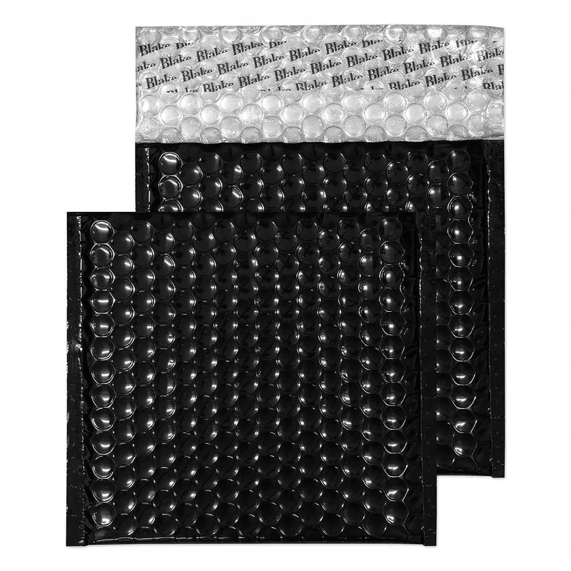 Blake Purely Packaging 165 x 165 mm Peel & Seal Metallic Padded Bubble Envelopes (MBB165) Oil Black - Pack of 100