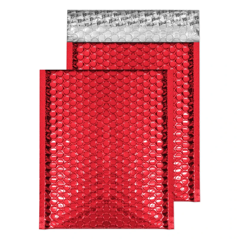 Blake Purely Packaging C5+ 250 x 180 mm Peel and Seal Metallic Padded Bubble Envelopes (MBR250) Festive Red - Pack of 100