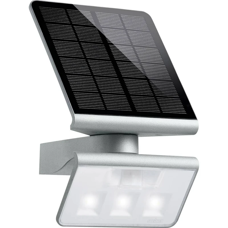 Steinel Solar Outdoor Light XSolar L-S Silver - 140° Motion Sensor Light 8 m Range - 1.2 Watt LED Outdoor Solar Light for Garden, Terrace and Exterior Walls