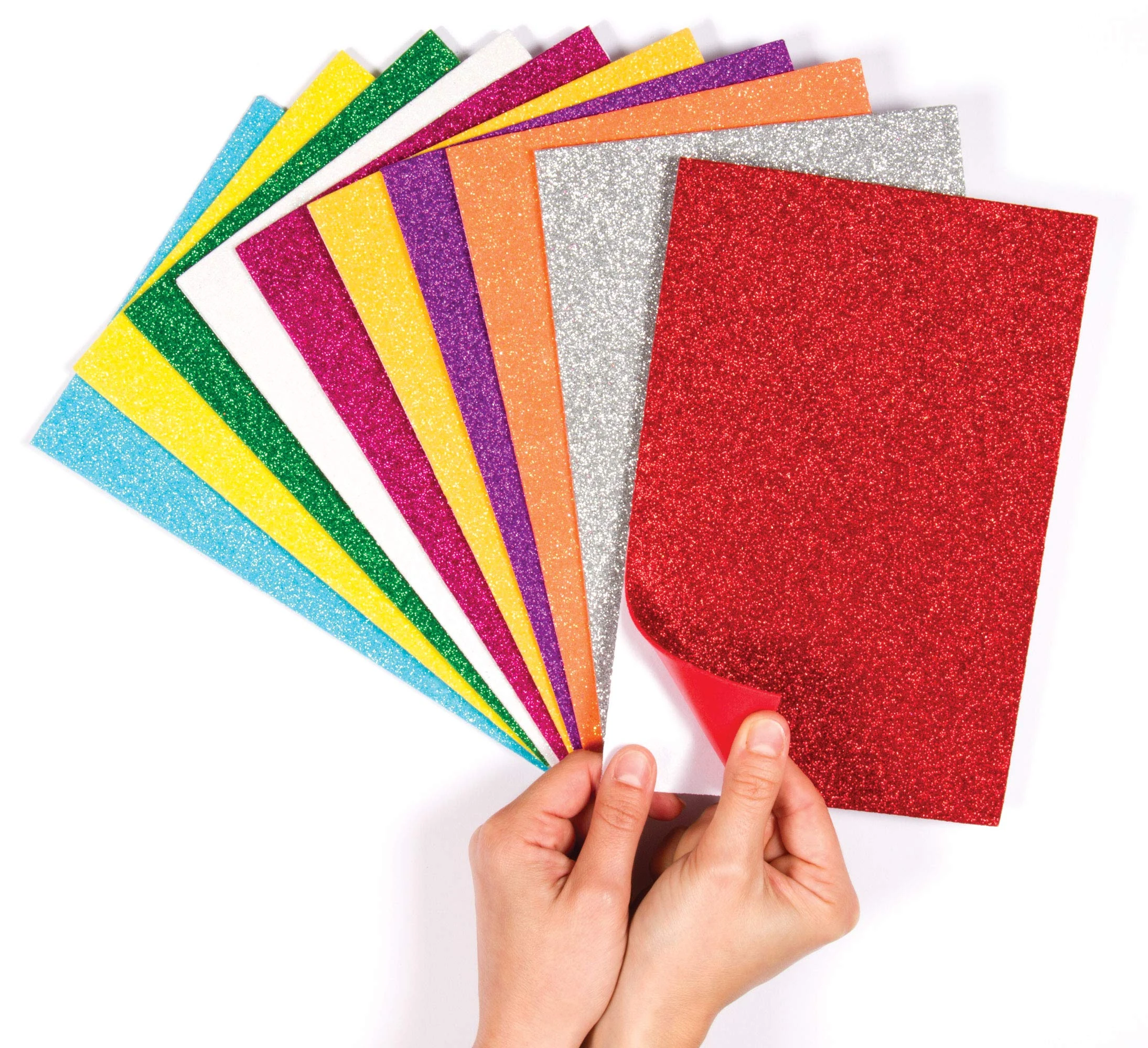 Baker Ross EF434 Self-Adhesive Glitter Foam Sheets - Creative Art Supplies for Kids, Seasonal Crafts and Decorations (Pack of 10)