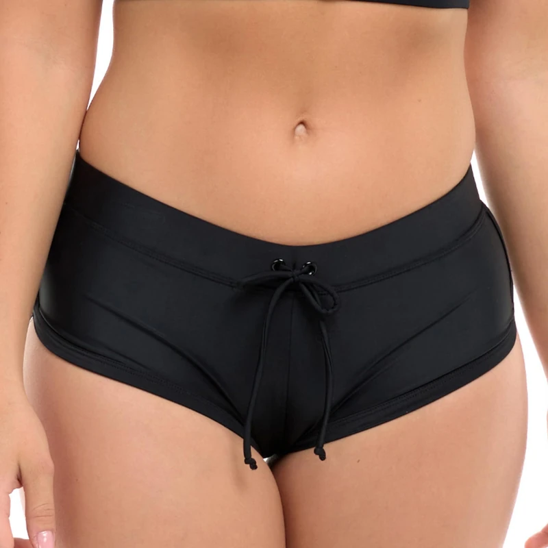 Body Glove Women's Smoothies Sidekick Solid Sporty Bikini Bottom Swimsuit Short, Black, XL