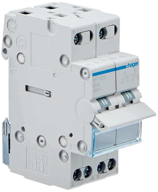 Hager SFT225 - Modular Switch 2 Poles 25a Common up i-0-ii