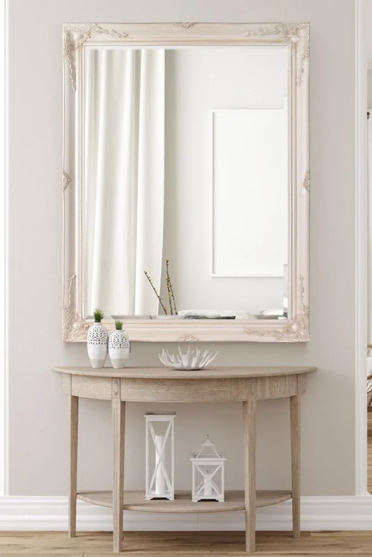 MirrorOutlet Large Classic Ornate Styled Mirror 4ft7 x 3ftt7 (140cm x 109cm), Ivory