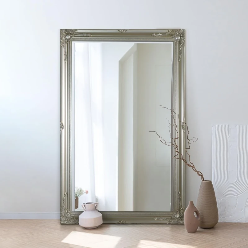 MirrorOutlet Extra Large Classic Ornate Styled Silver Mirror 5ft7 x 3ft7 (170cm x 109cm), 170x109,LL021