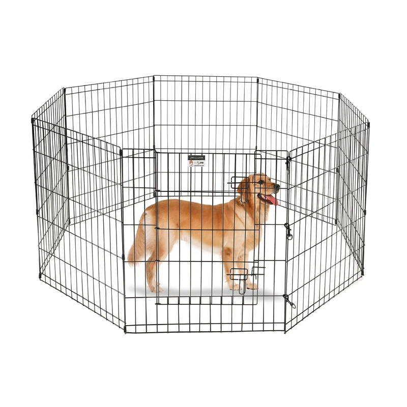 Petmaker Dog Playpen - Foldable Metal Playpen with 8 Panels of 24 x 30 Inch - Indoor and Outdoor with Door for Dogs, Cats or Small Animals