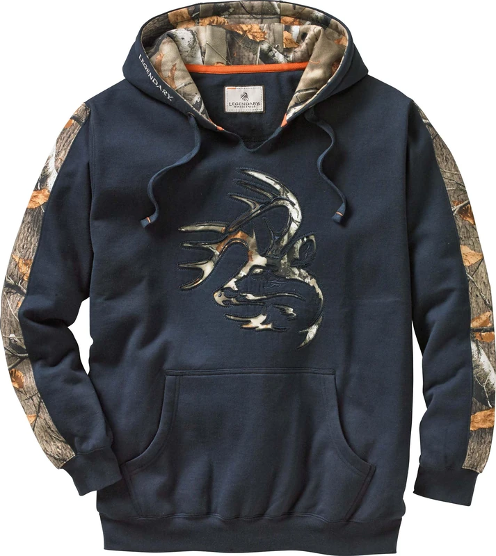 Legendary Whitetails Men's Camo Outfitter Hoodie Hooded Sweatshirt, Navy, L UK